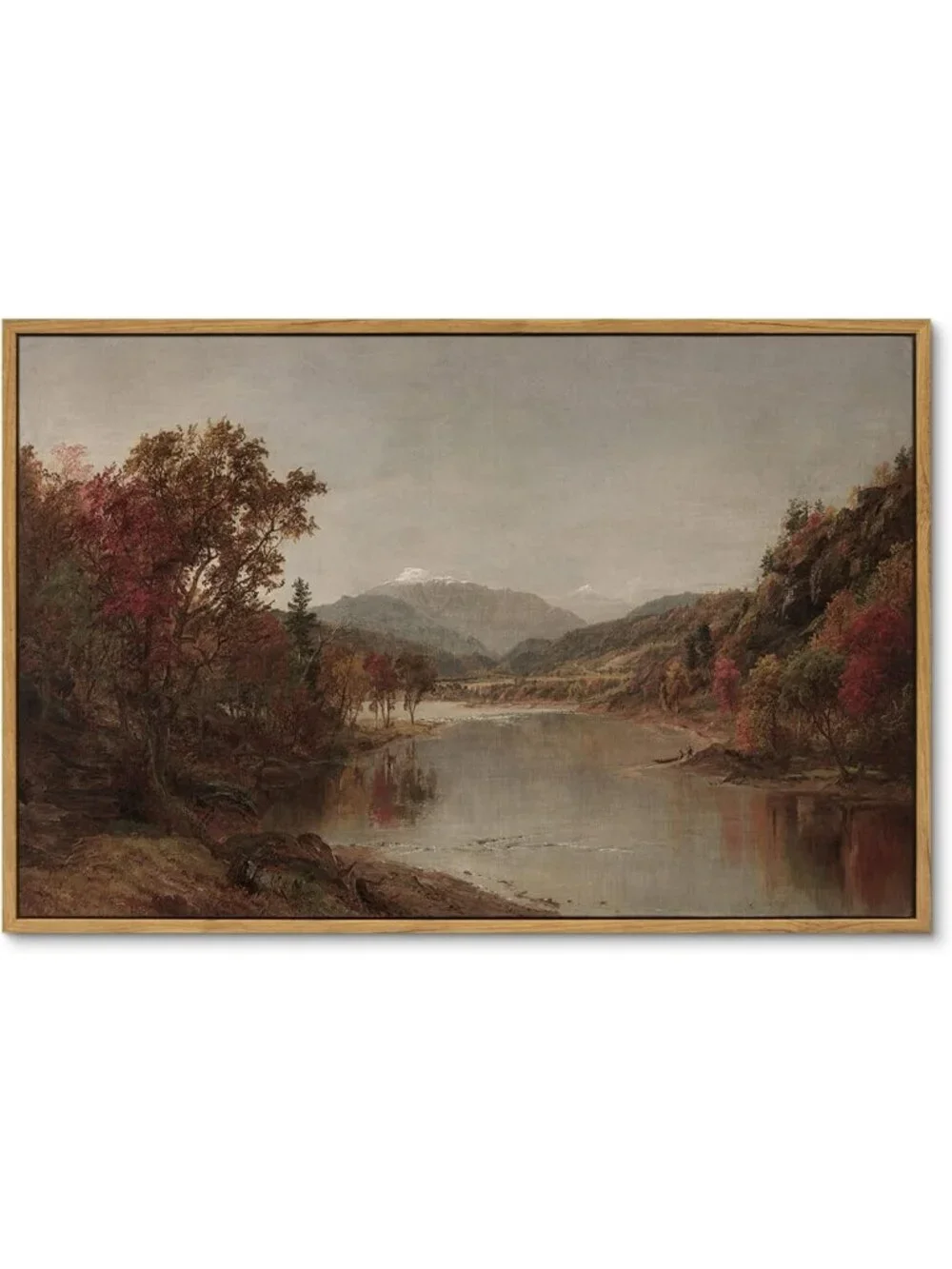 Vintage Framed Canvas Wall Art - Fall Landscape Decor for Living Room & Bedroom